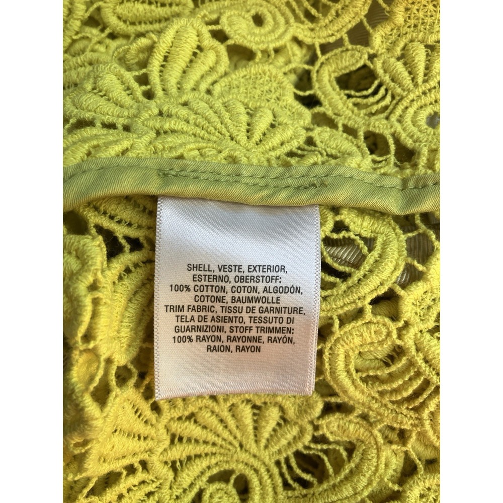 Chartreuse Guipure Lace Open Front Boho Cardigan - Picture 7 of 8